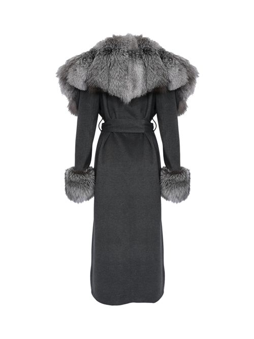 Cappotto 1214 effetto lana con pelliccia di volpe Grigio YES LONDON | CD1214GRIGIO